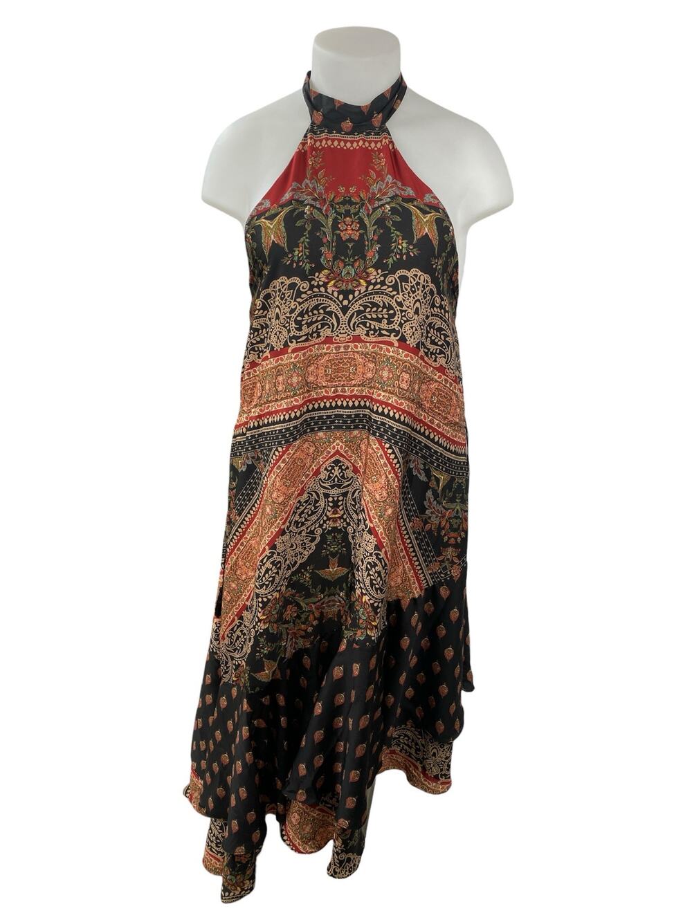 Free People Women's Multicolor Halter Sleeveless Scarf Print Maxi Dress Size L